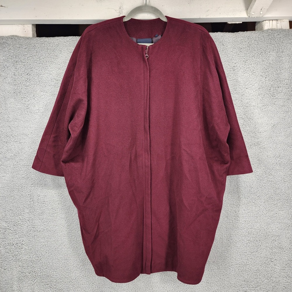 Aspesi Womens Burgundy Cocoon Coat Italian Made Zip Front‎ Dolman Sleeve Size 38
